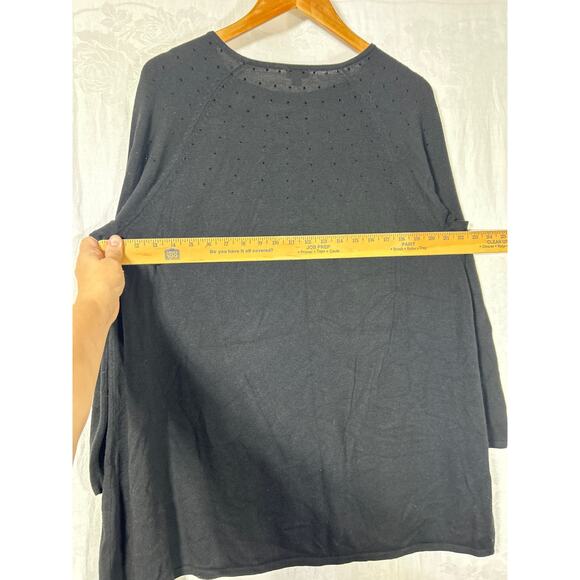 J Jill Sweater XL PETITE Black Studded Sparkle Wool Blend Long Raglan - Picture 10 of 11